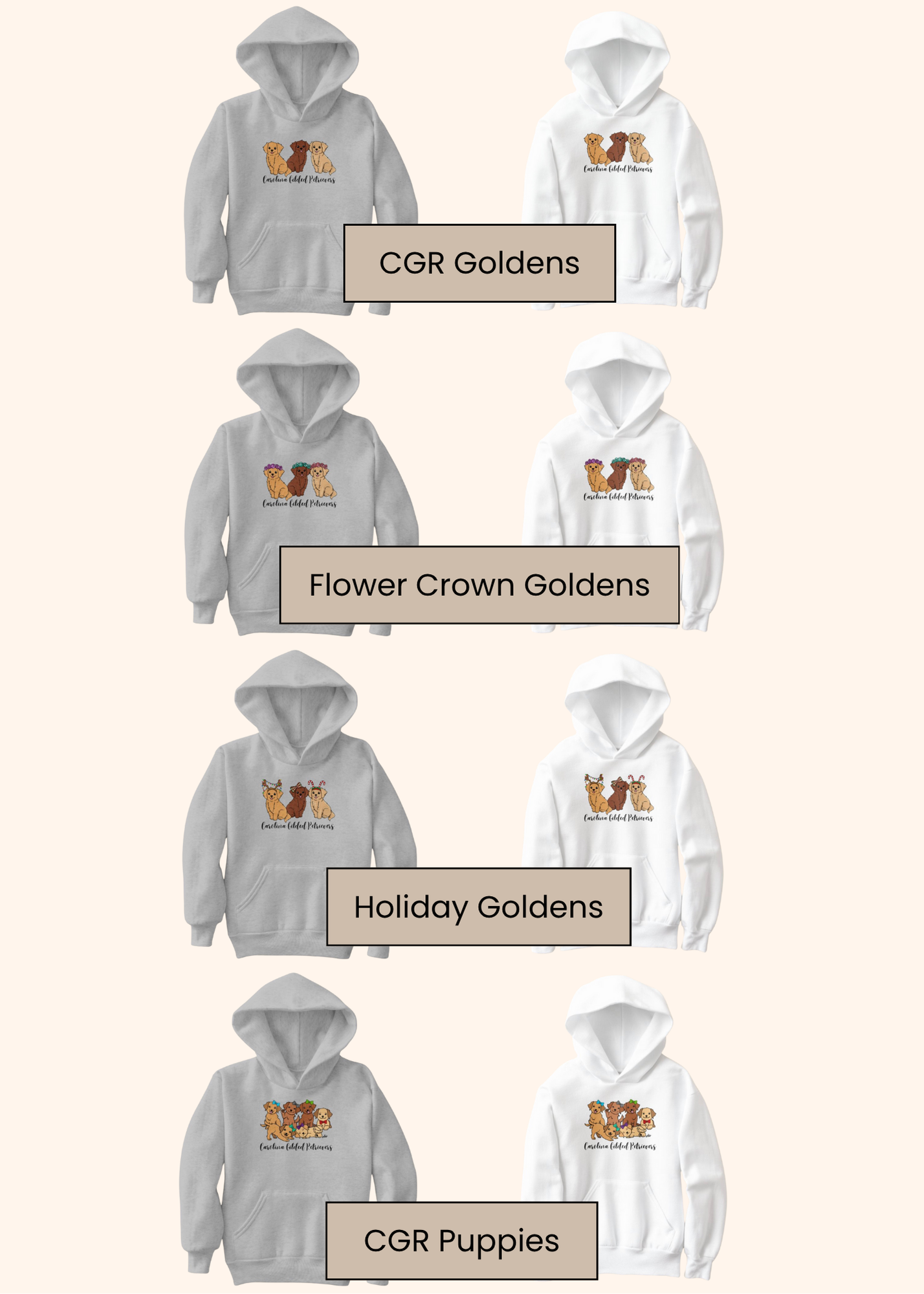 Carolina Gilded Retriever Kids Hoodies
